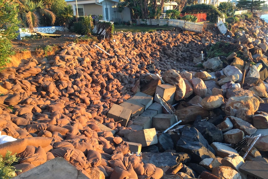 Sandbags on the shoreline at Collaroy