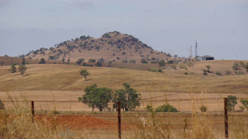 A drought affected farm landscape