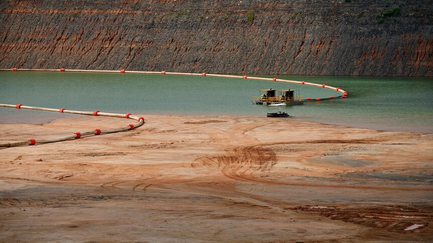 A body of water at a mine site.