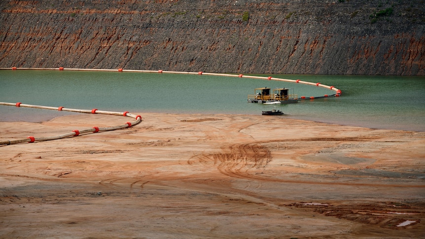 A body of water at a mine site.