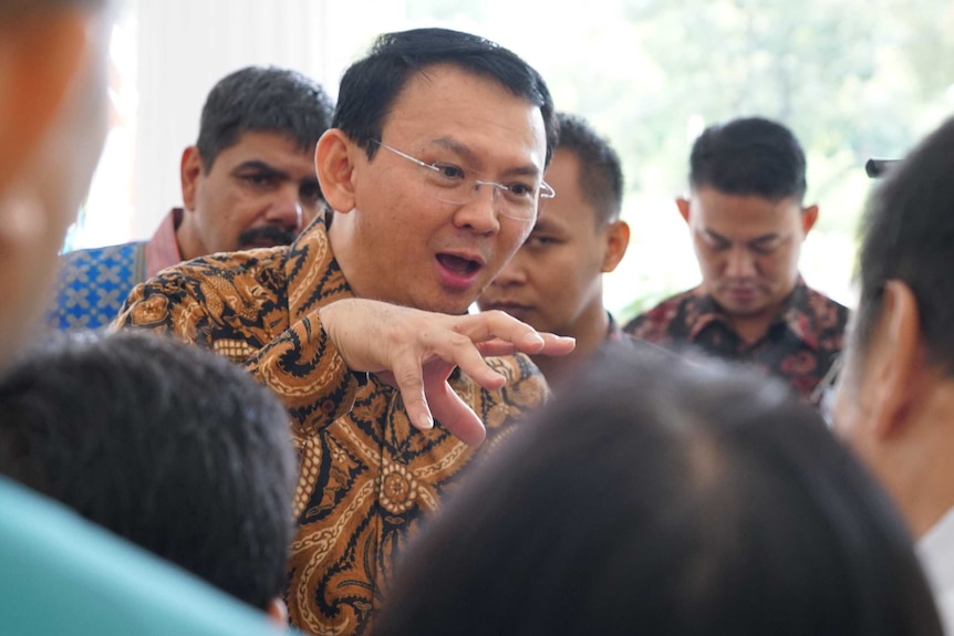 Basuki Tjahaja Purnama speaks.