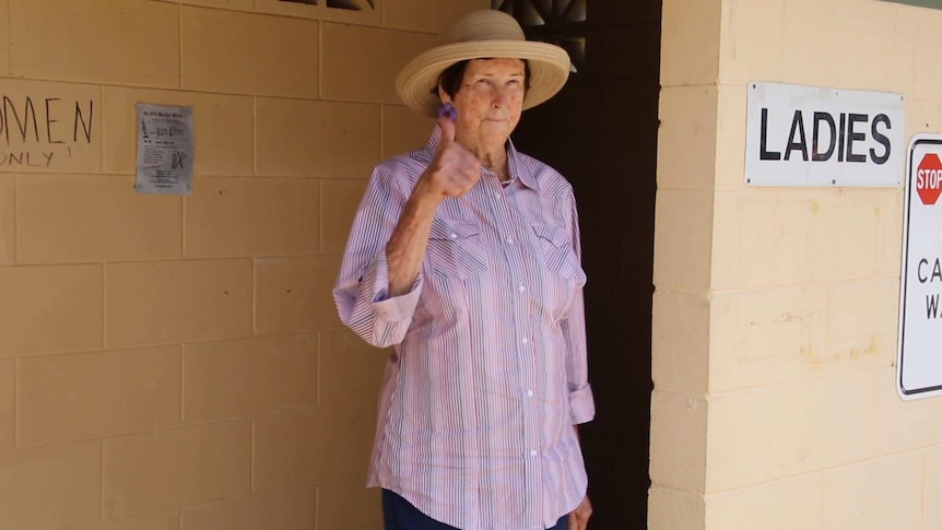 Pauline outside her rest stop toilet block