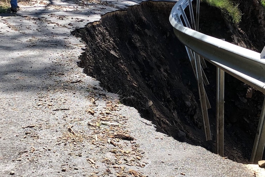 A washed out road.