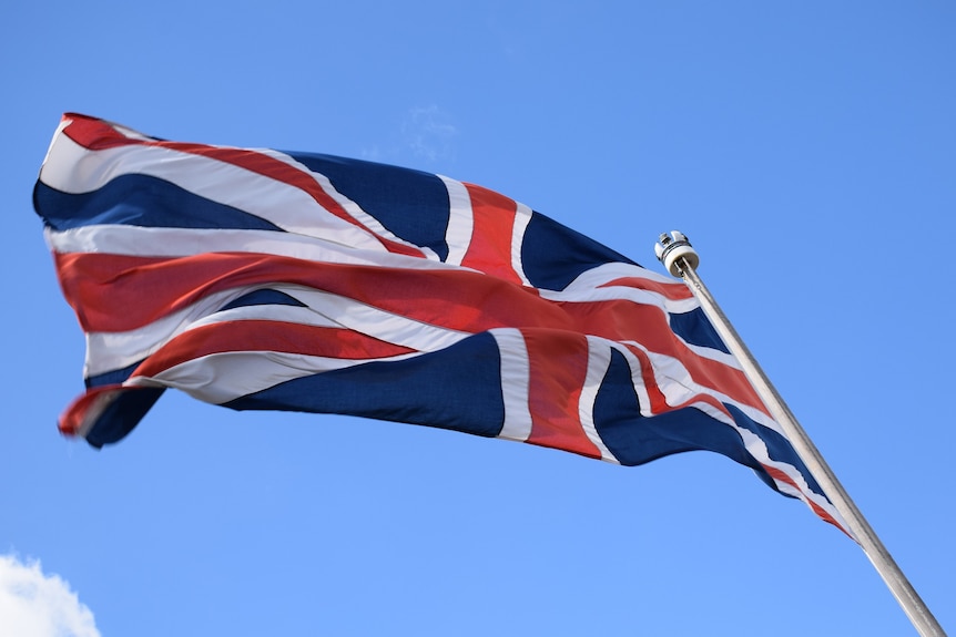 British flag on a flagpole.