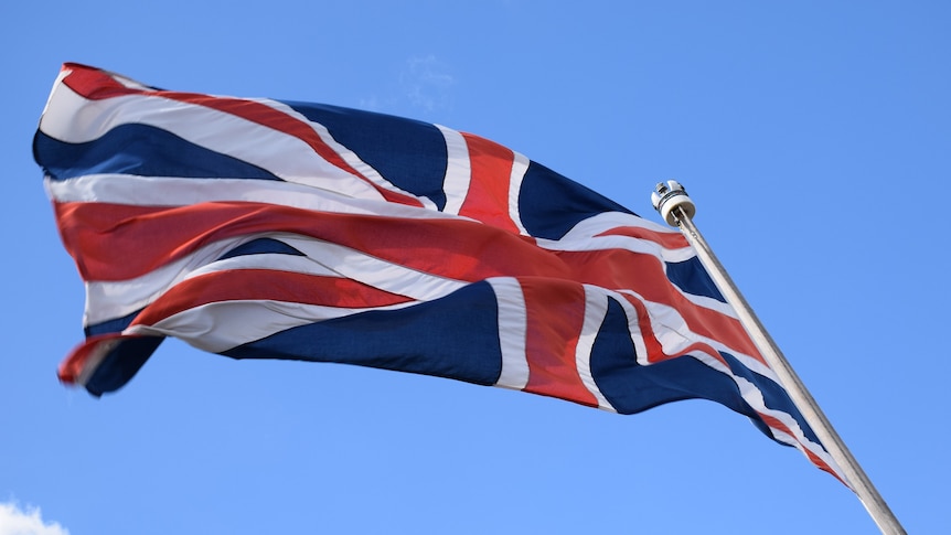 British flag on a flagpole.