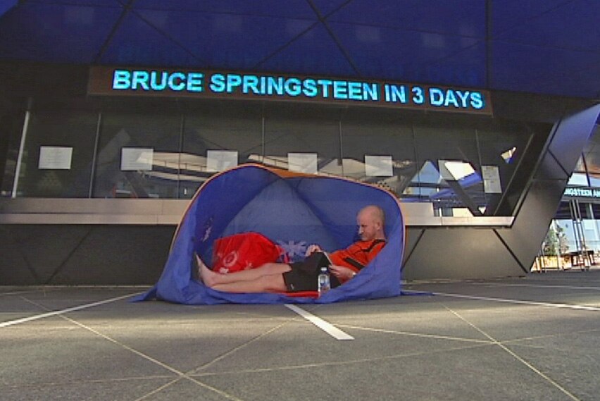 Graham Atkinson from Queensland has been camping out at the Arena since the weekend.