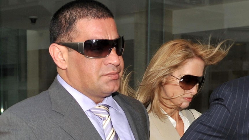 Sam Ibrahim arrives with his wife Karen at District Court.