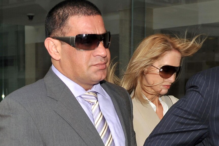 Sam Ibrahim arrives with his wife Karen at District Court.