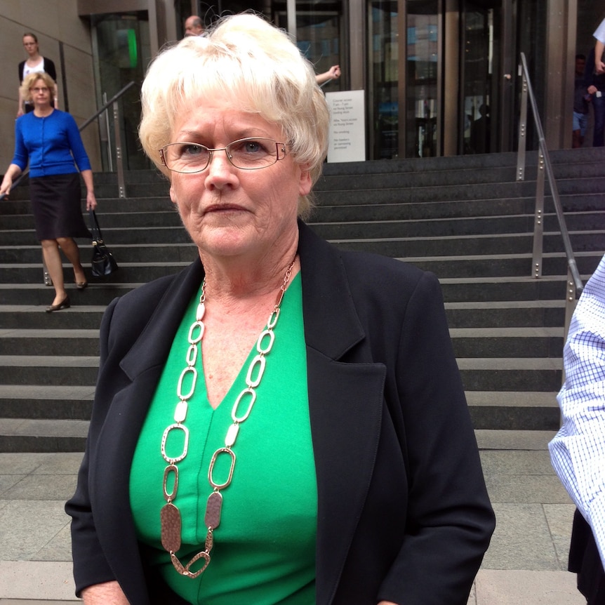 Cherryl Eldridge outside the royal commission into child abuse