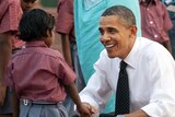 US president Barack Obama spoke with students at a town hall-style meeting in Mumbai.
