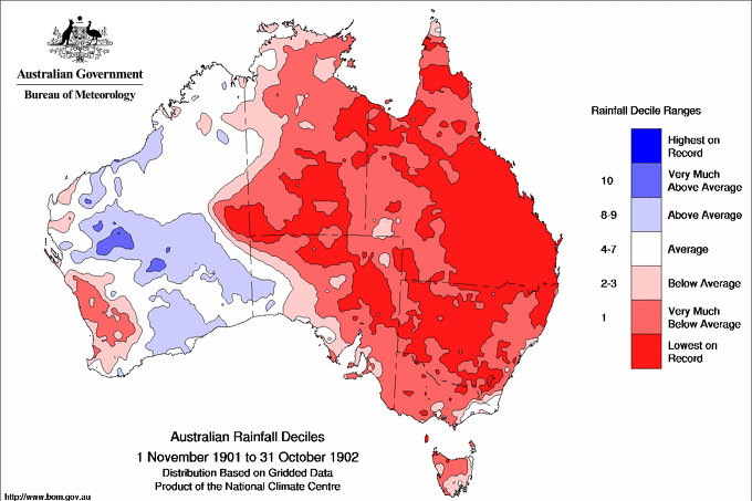 The 1902 drought is one of the driest years on record