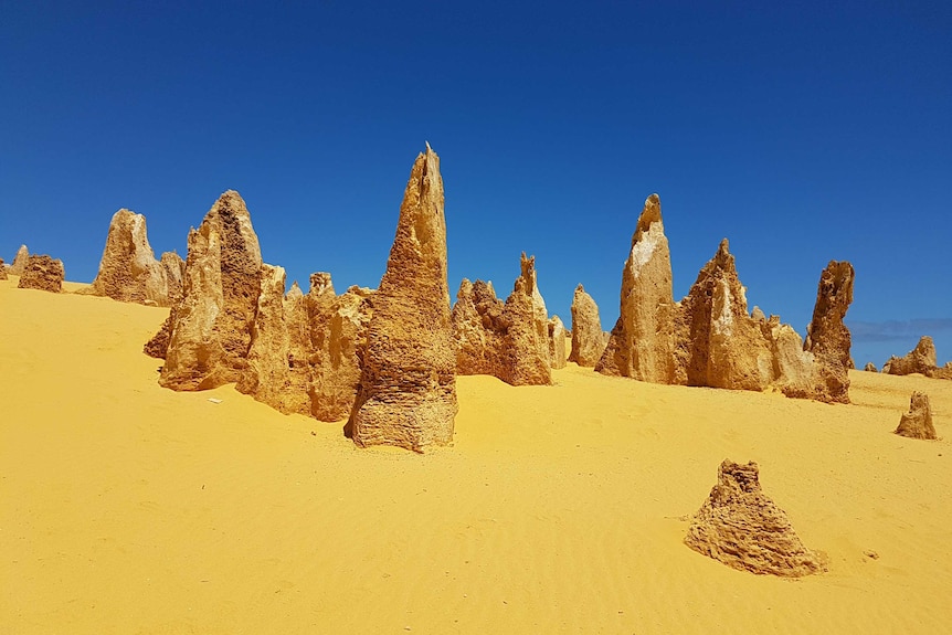 Limestone rock formations in the sand north of Perth