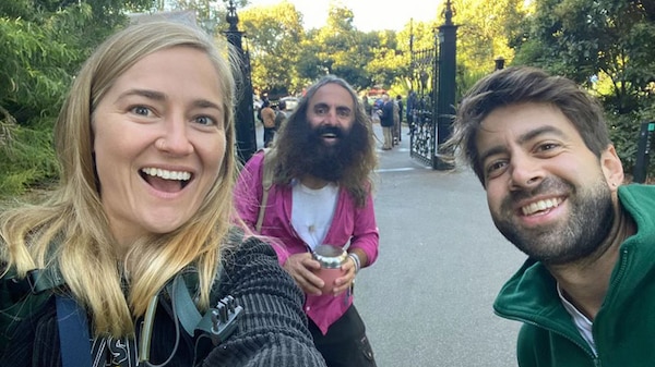 Costa and crew filming in Botanic Gardens in Indonesia.