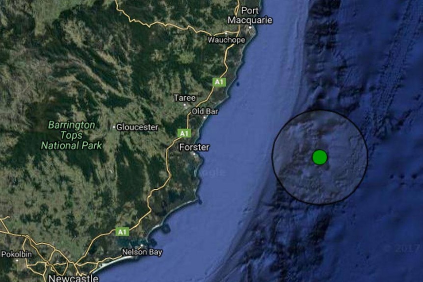 Map showing where earthquake struck in the Tasman Sea