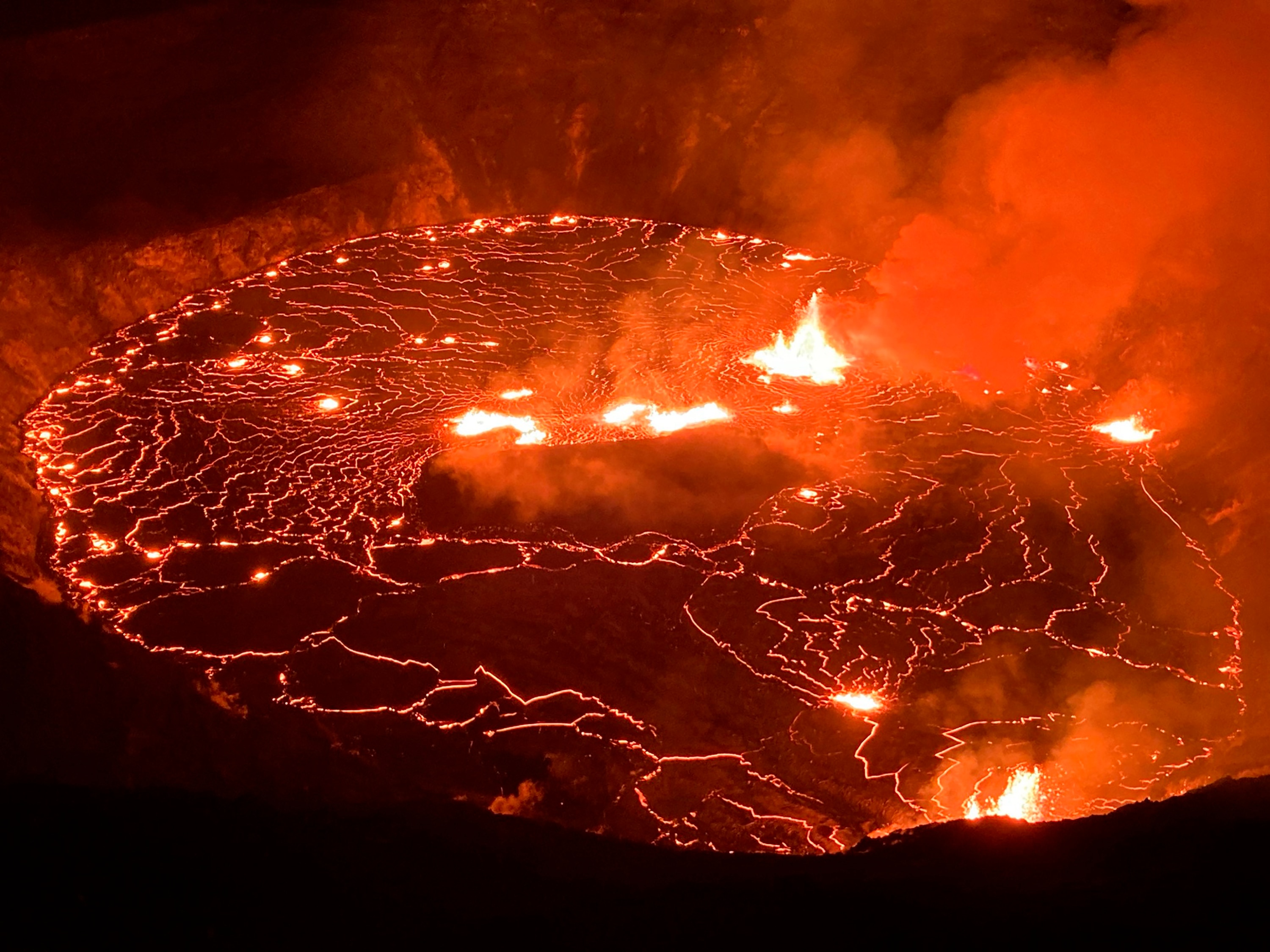 The eruption within in Kilauea volcano's Halemaumau crater at the volcano's summit.(AP)