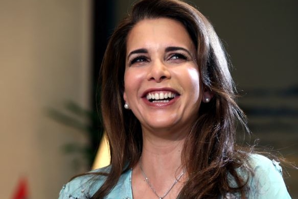 Princess Haya laughs during interview