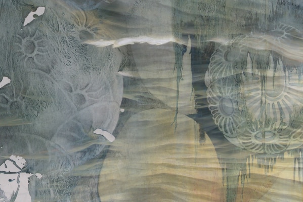 Michaye Boulter, oil on canvas, 2013; Sue Anderson, works on paper, 2008. Digital design: Jenny Manners, Sarah Owen Designs