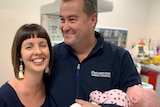 Katrina Kane and her partner Chris Shannon hold baby Bridie May Shannon.