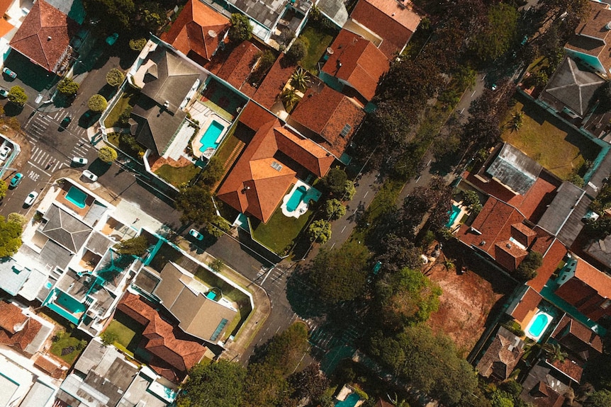 Aerial photo of suburbia