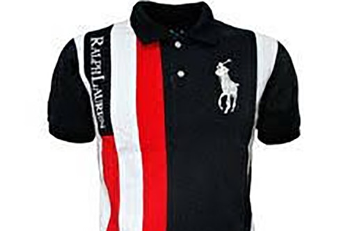 Red, white and black Ralph Lauren t-shirt that police believe may have been discarded after the alleged murder.