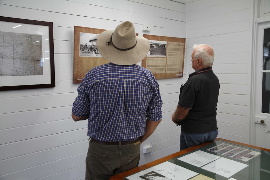 Family and friends visit memorial display of Saltern Creek Bushfires at old Globe Hotel