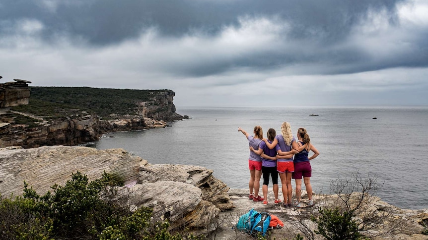 Women walking North Head cliffs