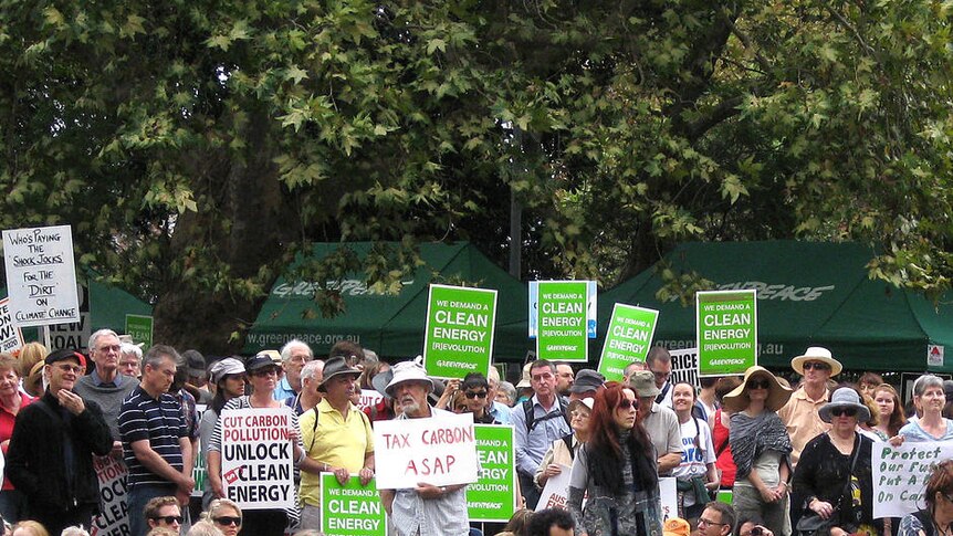 Protesters attend pro-carbon tax rally