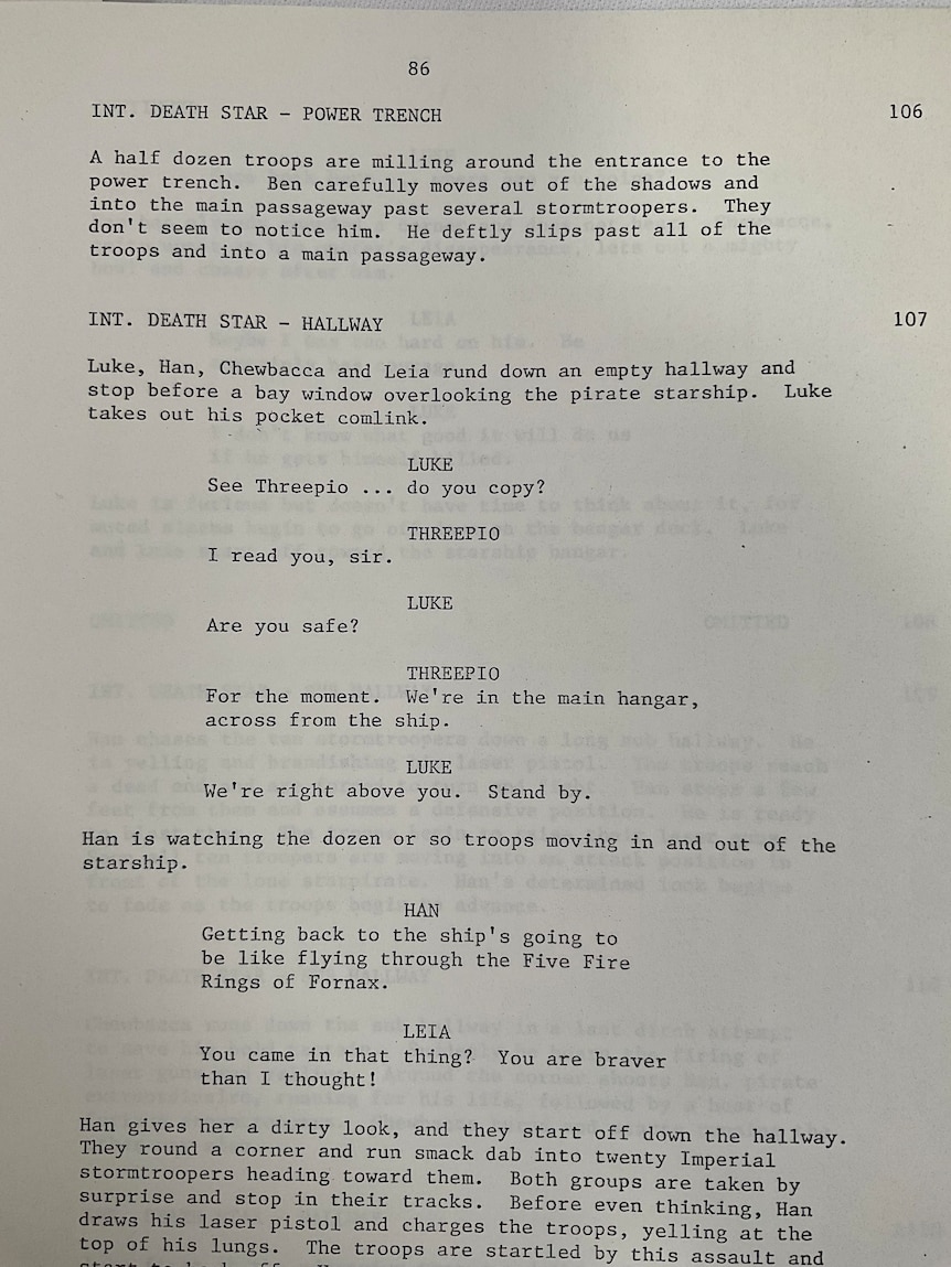 A movie script printed out. 