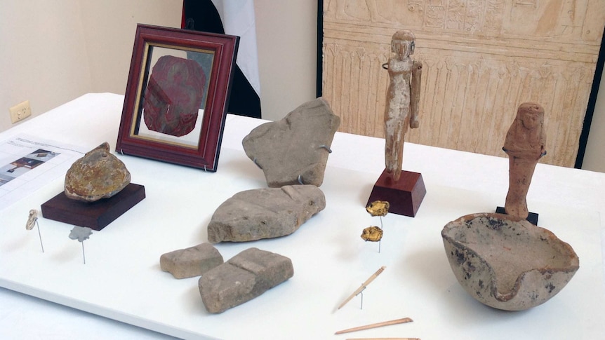 A range of Egyptian artefacts which were illegally taken out of the country were returned to the ambassador.