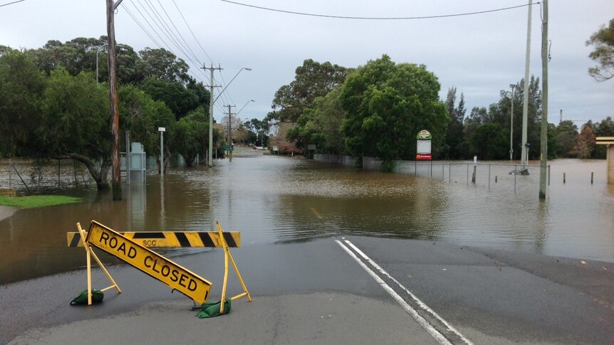 Road closure at Bomaderry, some local roads remain closed in the Shoalhaven.