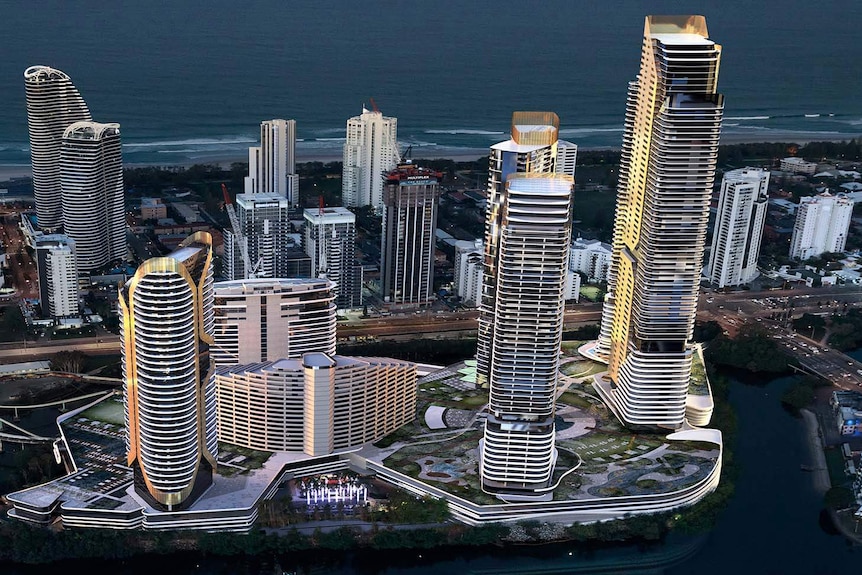 Artist's impression of Star Entertainment's development plans at Broadbeach