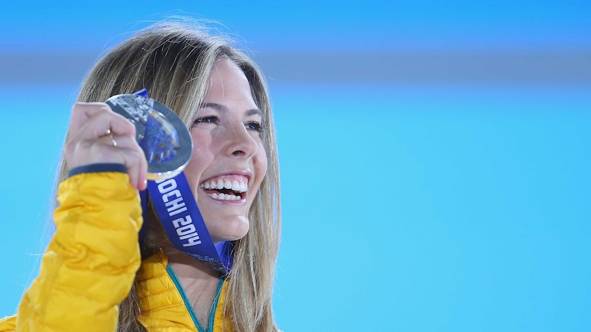 All smiles ... Torah Bright celebrates with her silver medal
