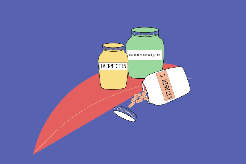 Illustration of Vitamin C, Ivermectin and Hydroxychloroquine.