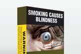 An example of plain cigarette packet packaging unveiled by the Federal Government