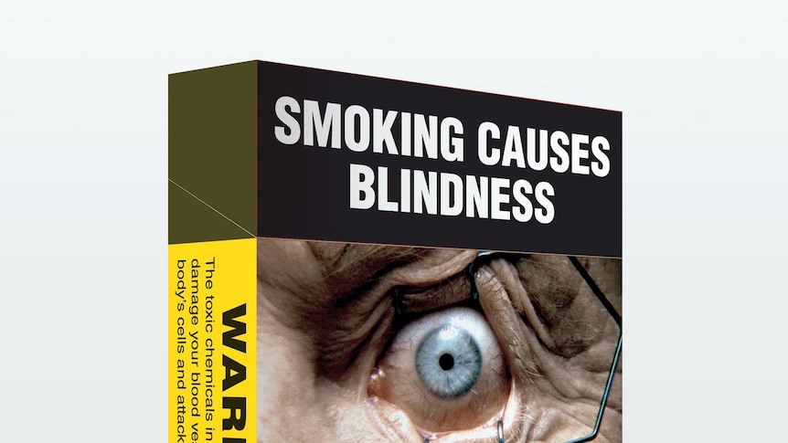 An example of plain cigarette packet packaging unveiled by the Federal Government