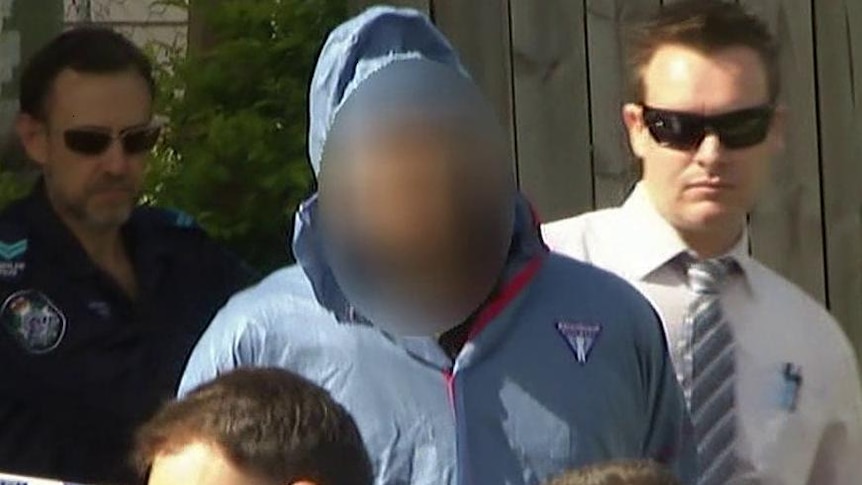 Police arrest man - face pixellated - after stabbing attack at Carina in Brisbane in 2014