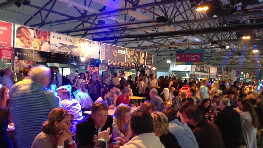 Crowds enjoying the array of food and wine at the Taste of Tasmania.