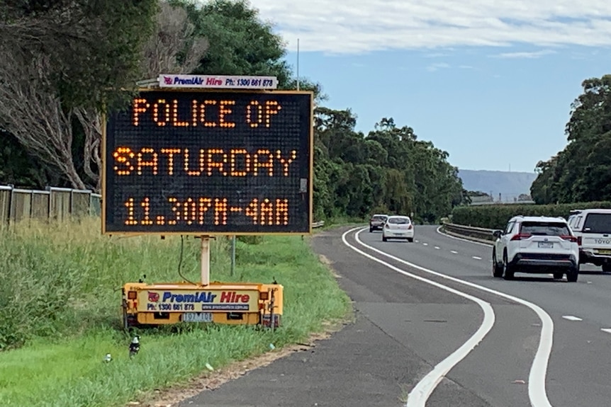 Signs erected along Memorial Drive Wollongong describing a police operation this Saturday