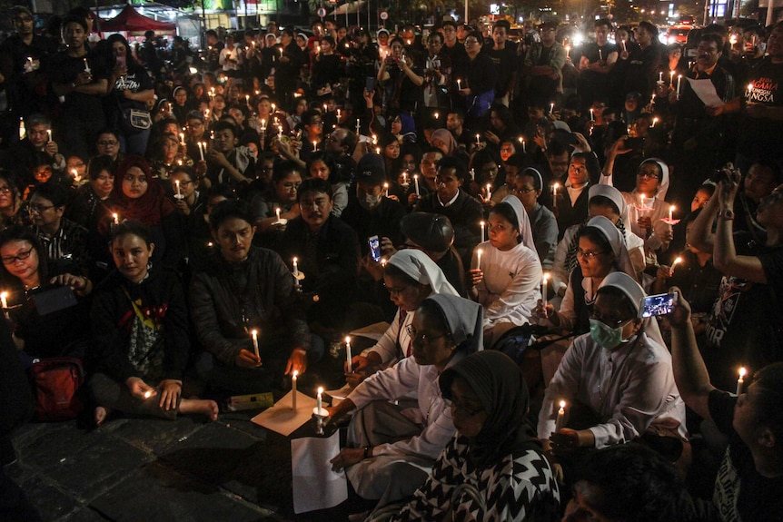 Vigil for the victims of the church attacks in Surabaya