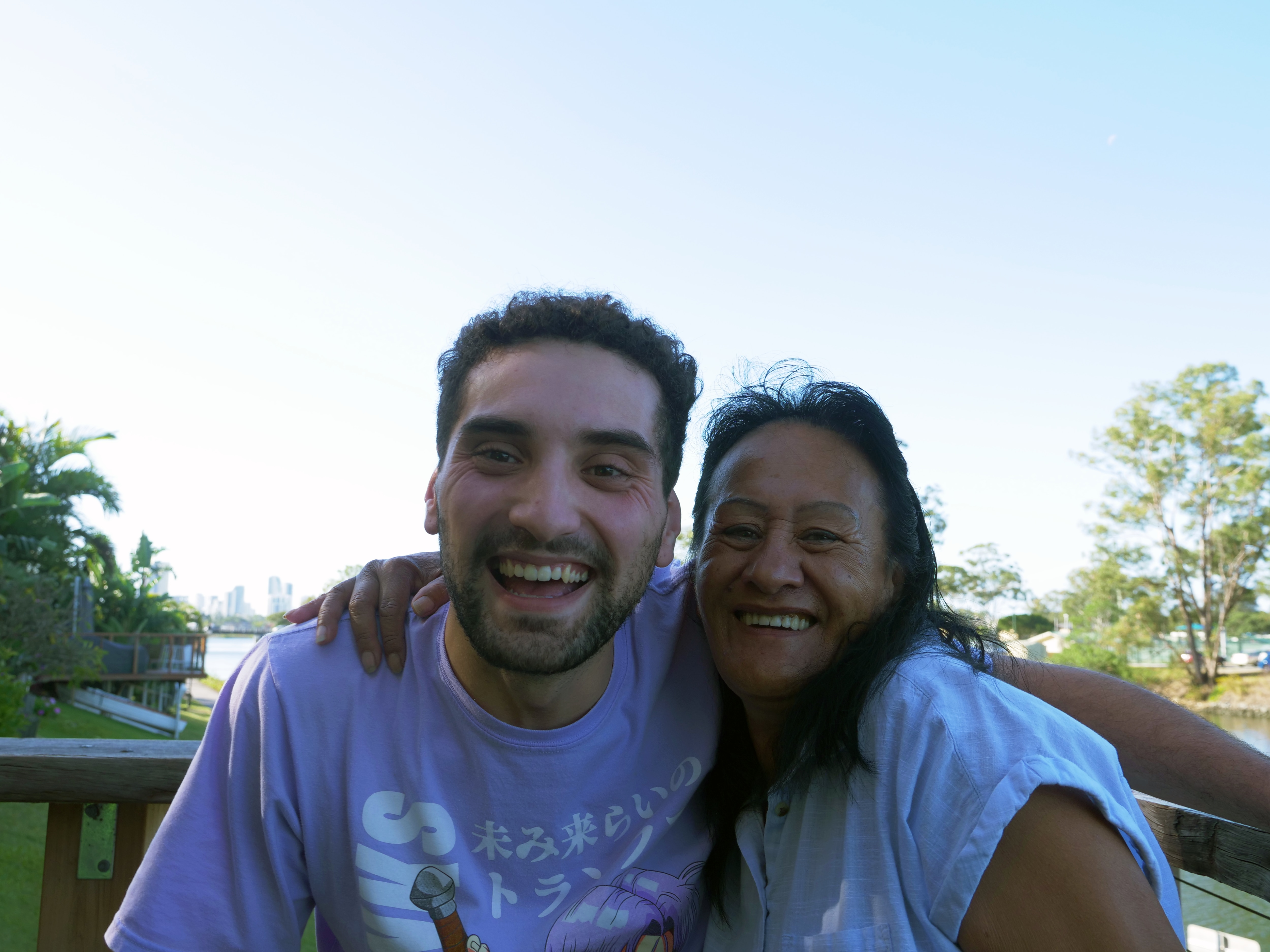 two people smiling