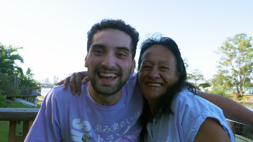 two people smiling