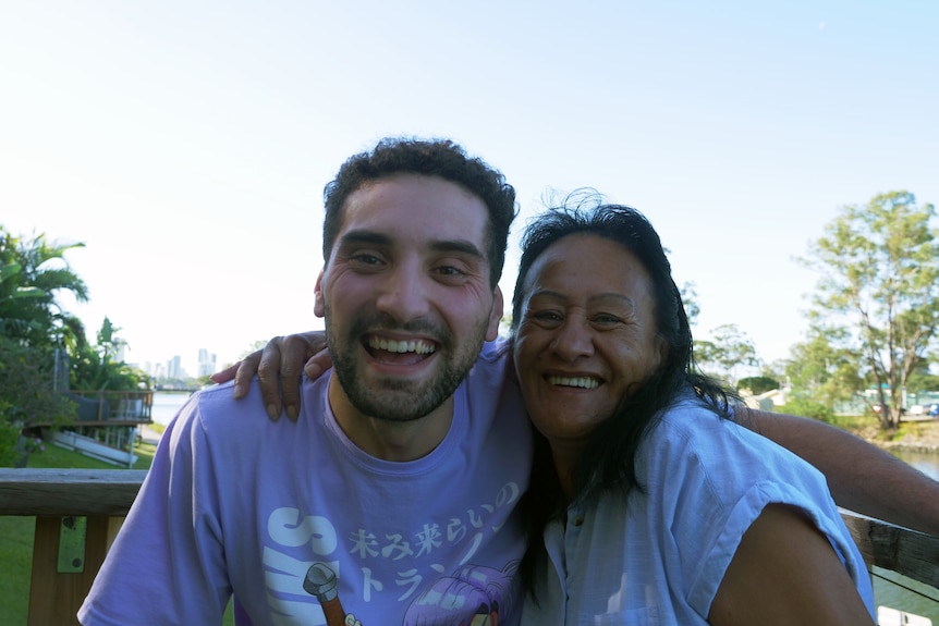 two people smiling