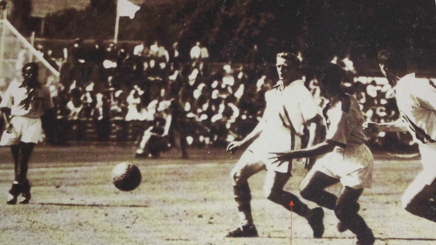 Australia v India in the 1956 Olympics football quarter finals