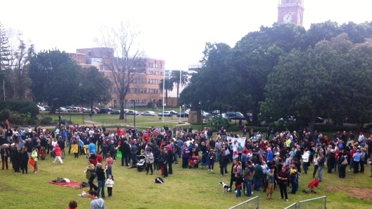 A rally in support of Newcastle Herald journalists at Civic Park.