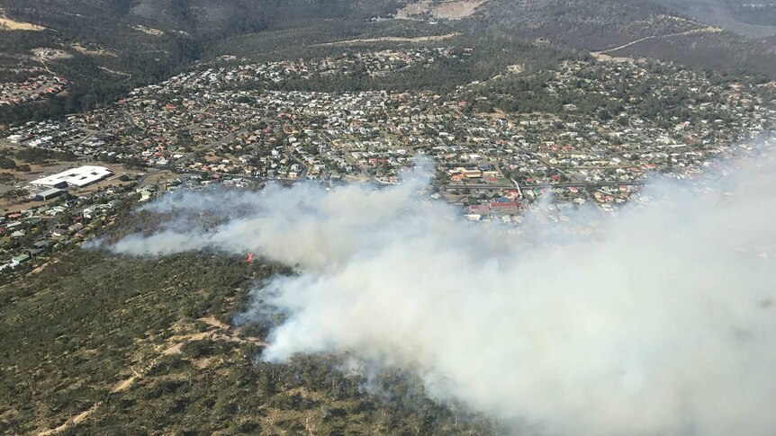 A bushfire near Lindisfarne in Tasmania