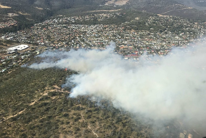 A bushfire near Lindisfarne in Tasmania