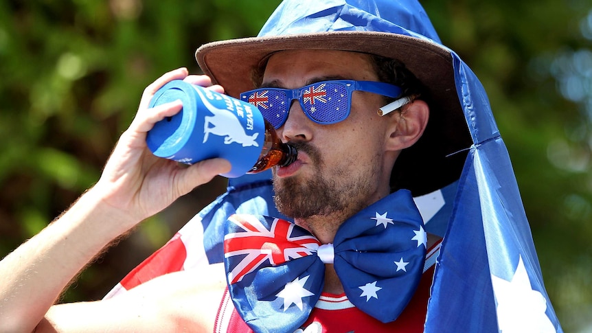 A man drinking a beer on Australia Day