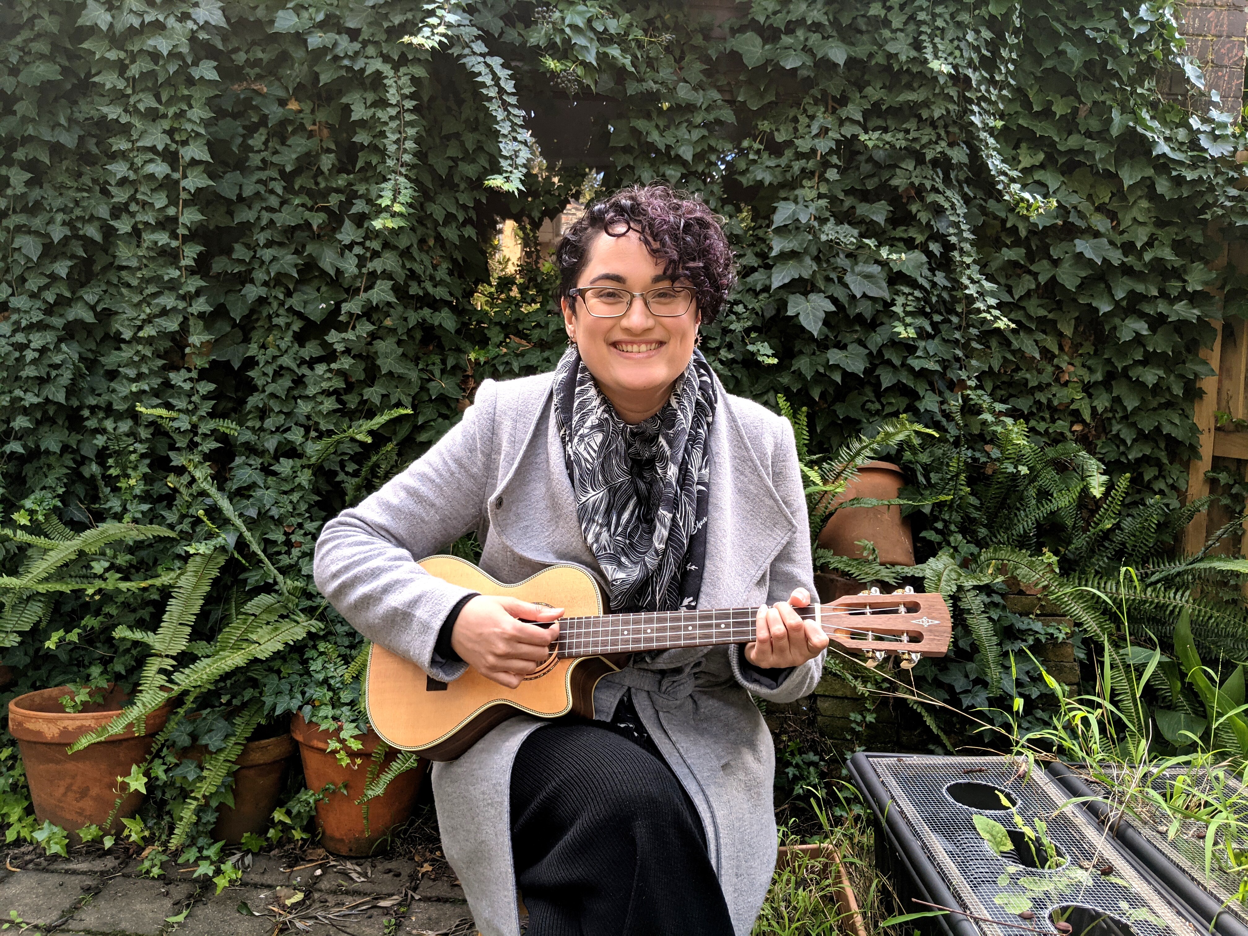 Gauri with her ukulele, for a story about the benefits of hobbies.