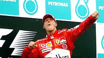 Schumacher celebrates after win