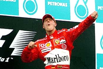 Schumacher celebrates after win